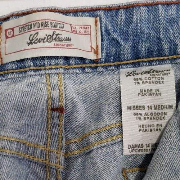 Women's Levi Strauss Signature Jeans Stretch Mid Rise Bootcut Misses 14 Medium - Picture 4 of 12